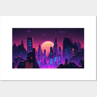 Synthwave City By Night Posters and Art